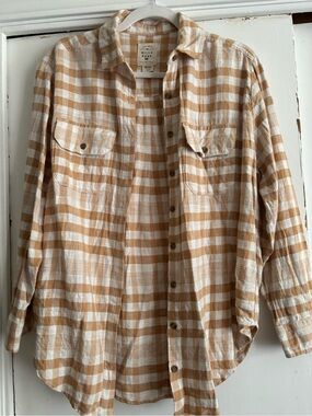 Billabong Tan and White Plaid Shirt